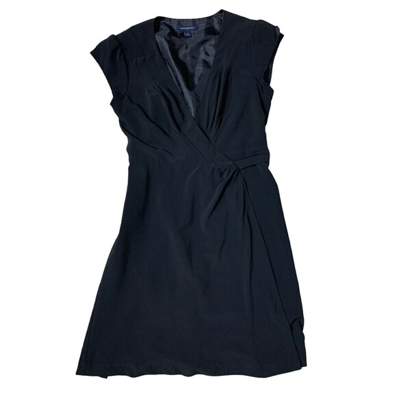 Banana Republic Wrap Style Dress Women's Sz 2 Black Polyester Cap Flutter Sleeve - Picture 9 of 13